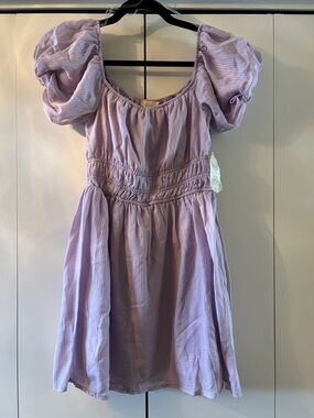 NWT S Altar'd State Lavender Puff-Sleeve Mini Dress